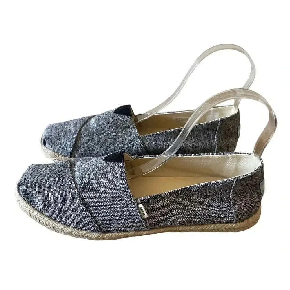 Toms Women's Deconstructed Alpargata Chambray Navy Ankle-High Canvas SZ 10